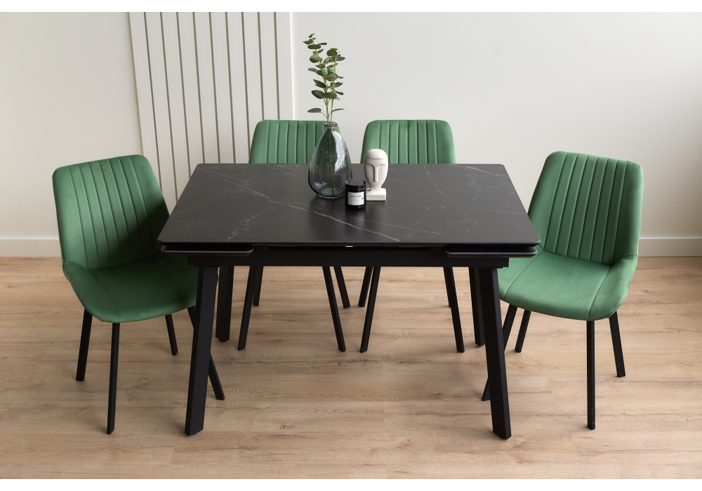 Керамический стол Норман 120(180)х80 shakespeare black / черный