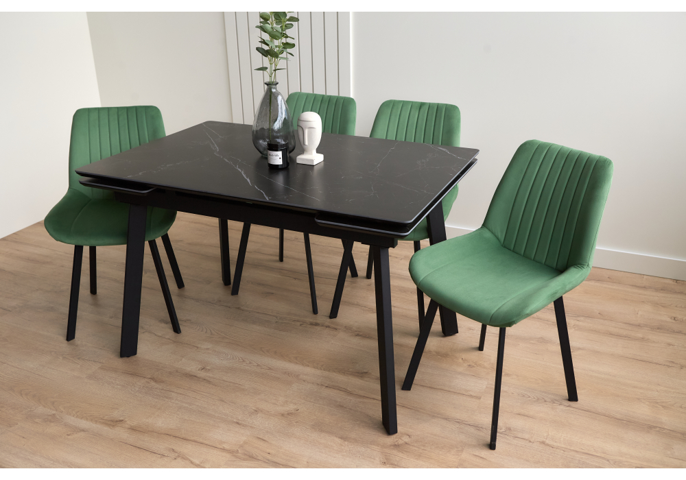 Керамический стол Норман 120(180)х80 shakespeare black / черный