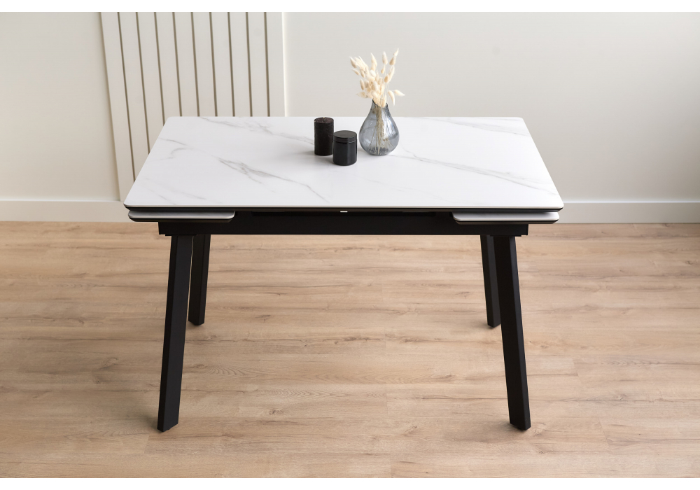 Керамический стол Норман 120(180)х80 snow (alpin) white / черный