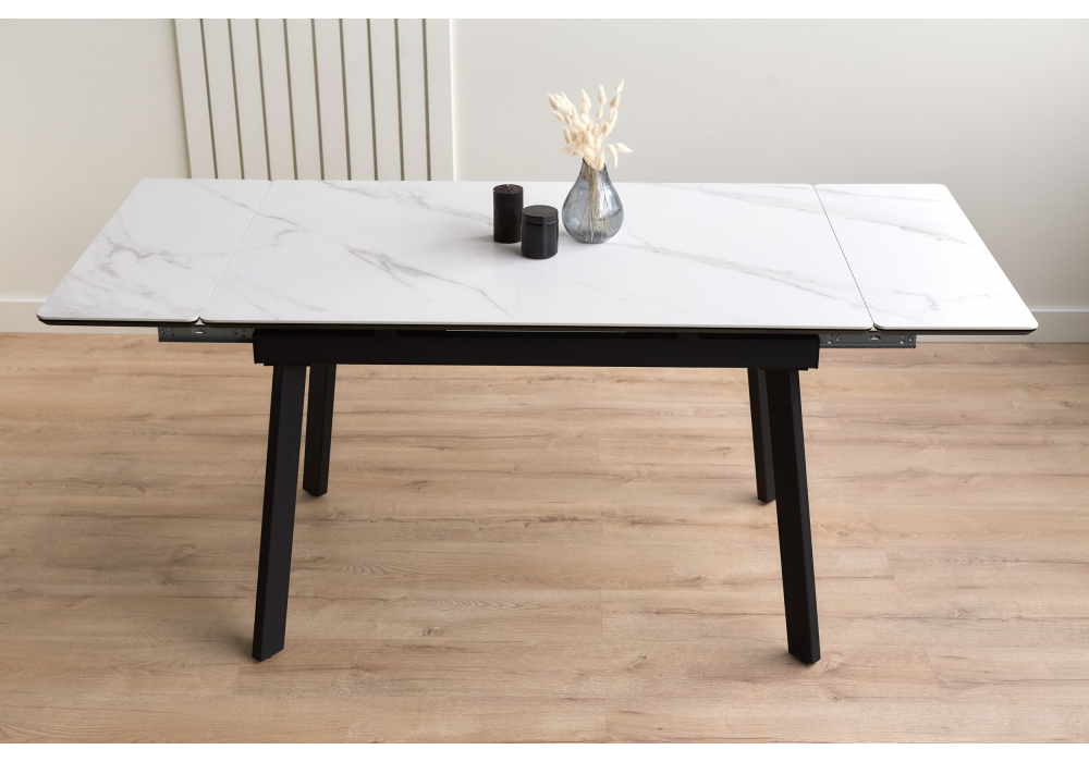 Керамический стол Норман 120(180)х80 snow (alpin) white / черный