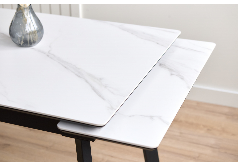 Керамический стол Норман 120(180)х80 snow (alpin) white / черный