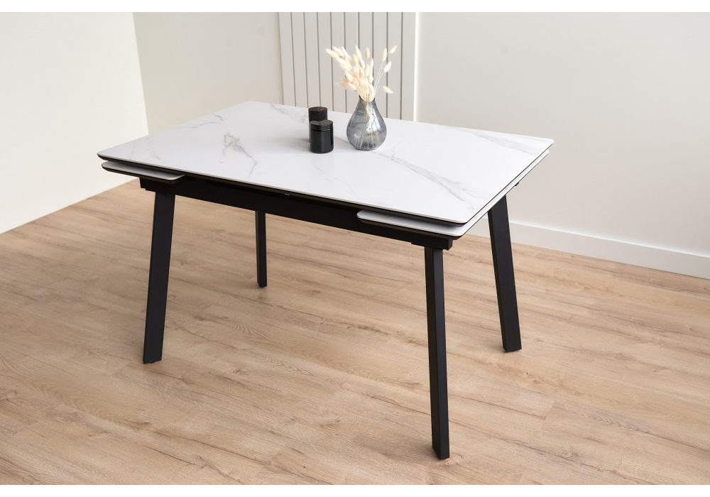 Керамический стол Норман 120(180)х80 snow (alpin) white / черный