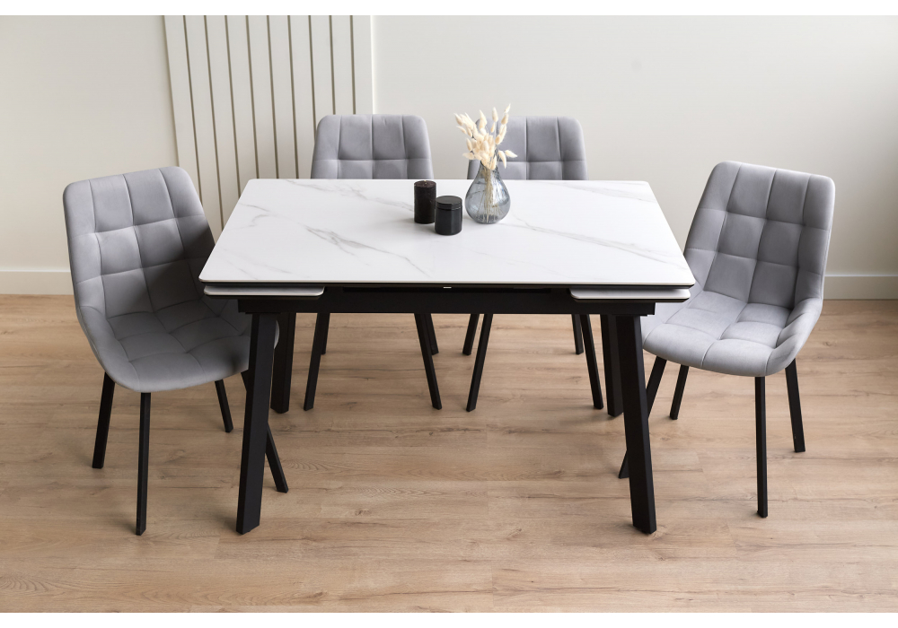 Керамический стол Норман 120(180)х80 snow (alpin) white / черный