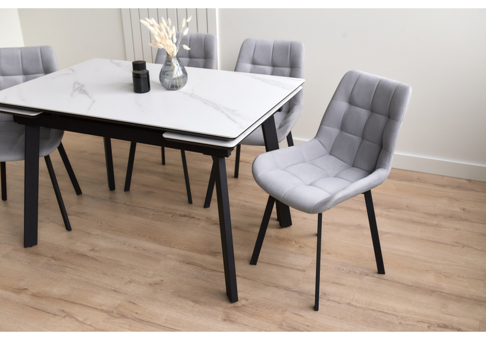 Керамический стол Норман 120(180)х80 snow (alpin) white / черный