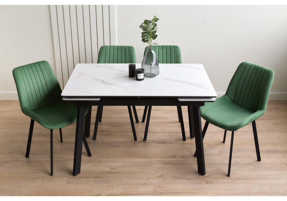 Керамический стол Норман 120(180)х80 snow (alpin) white / черный