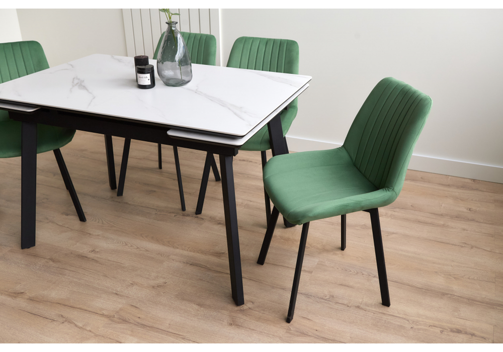 Керамический стол Норман 120(180)х80 snow (alpin) white / черный