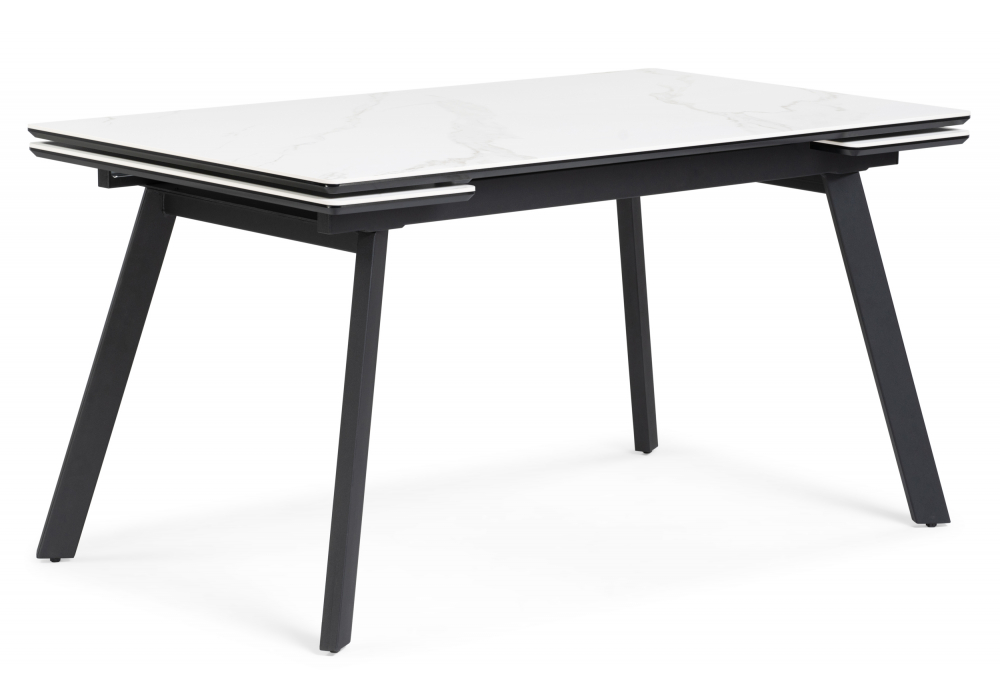 Керамический стол Норман 140(200)х80 белый мрамор alpin white / черный
