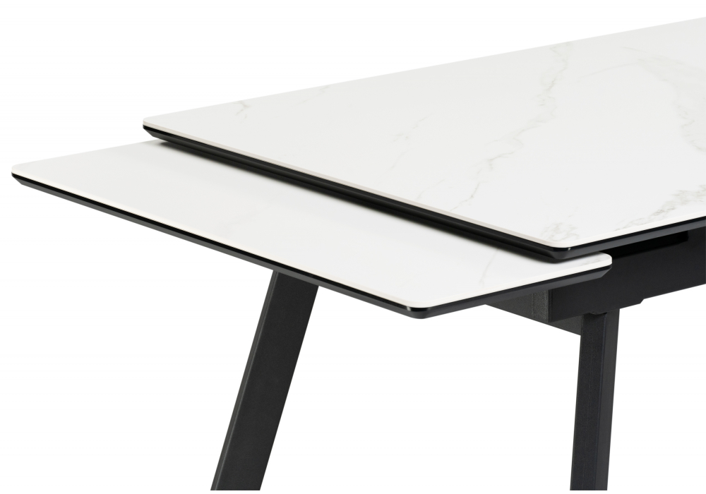 Керамический стол Норман 140(200)х80 белый мрамор alpin white / черный