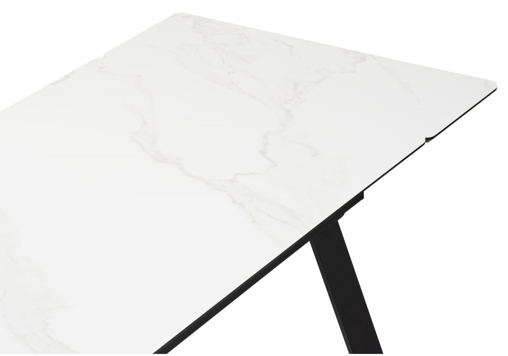 Керамический стол Норман 140(200)х80 белый мрамор alpin white / черный