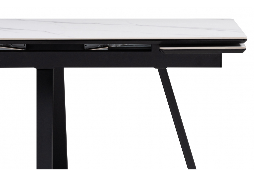 Керамический стол Памелла 120(180)х80 snow alpin / черный