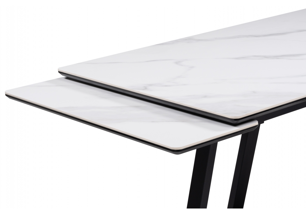 Керамический стол Памелла 120(180)х80 snow alpin / черный