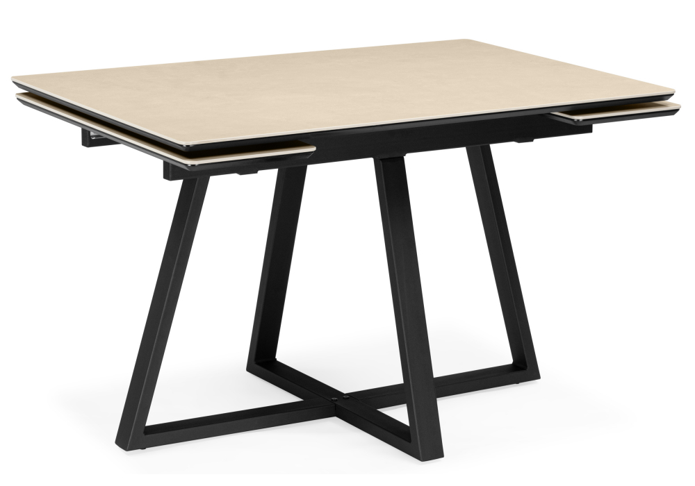 Керамический стол Памелла 140(200)х80 okara light yellow / черный