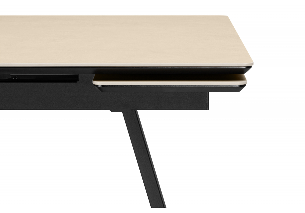 Керамический стол Памелла 140(200)х80 okara light yellow / черный