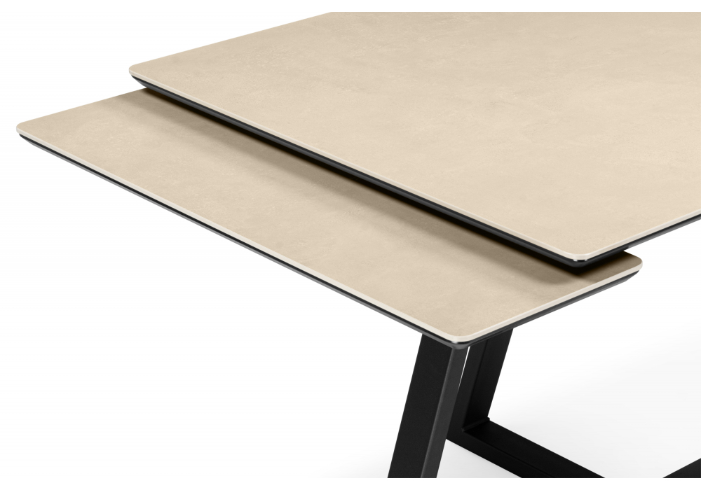 Керамический стол Памелла 140(200)х80 okara light yellow / черный