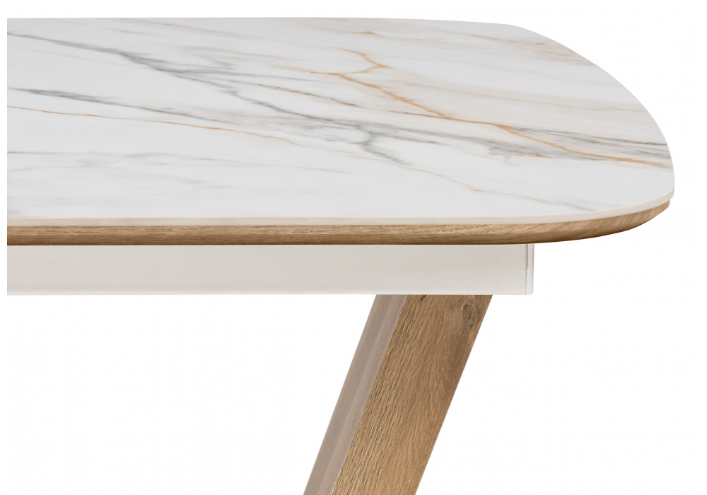 Керамический стол Петир 120(160)х80х75 gilt white / дуб монтана