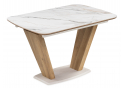 Керамический стол Петир 120(160)х80х75 gilt white / дуб монтана