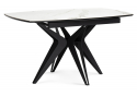 Керамический стол Риполь 160(205)х89 белый мрамор snow white / черный