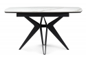 Керамический стол Риполь 160(205)х89 белый мрамор snow white / черный