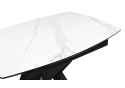 Керамический стол Риполь 160(205)х89 белый мрамор snow white / черный