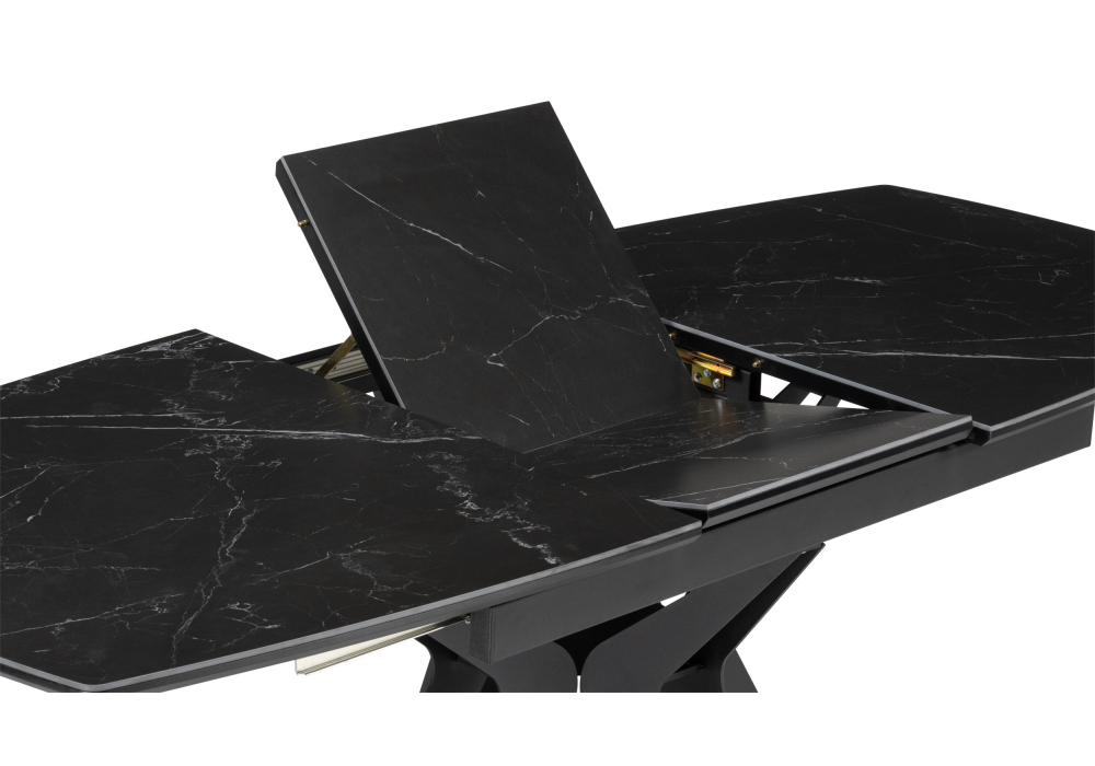 Керамический стол Риполь 160(205)х89 черный мрамор shakespeare black / черный