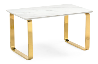 Керамический стол Селена 4 140х80х77 белый мрамор / золото