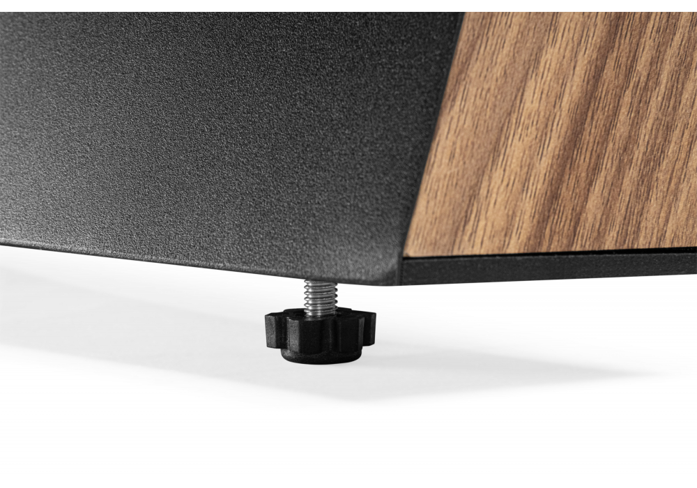 Керамический стол Симмонс 180(260)x90 statuario titan gloss / черный / орех дуб монтана