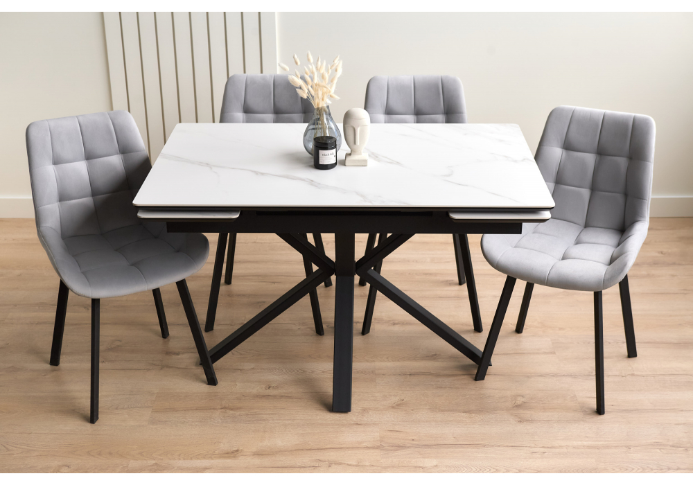 Керамический стол Старлайт 120(180)х80 snow alpin / черный