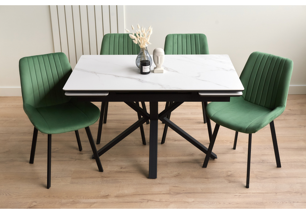 Керамический стол Старлайт 120(180)х80 snow alpin / черный