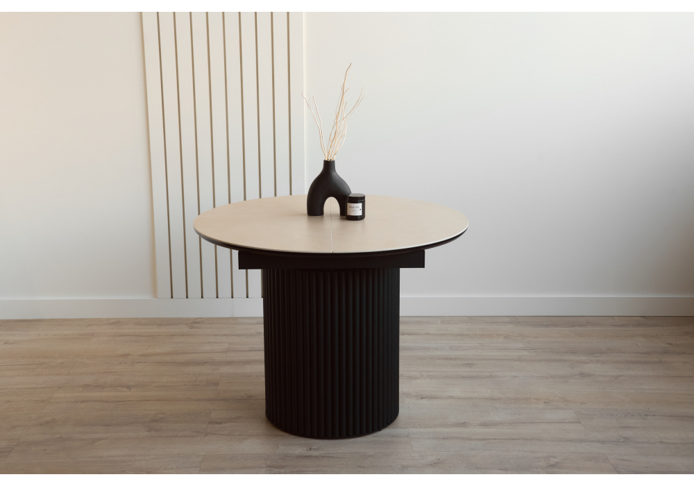 Керамический стол Стивен 100(140) okara light yellow / черный