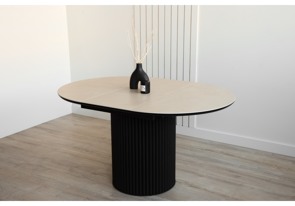 Керамический стол Стивен 100(140) okara light yellow / черный