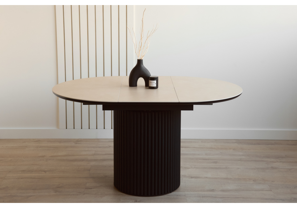 Керамический стол Стивен 100(140) okara light yellow / черный