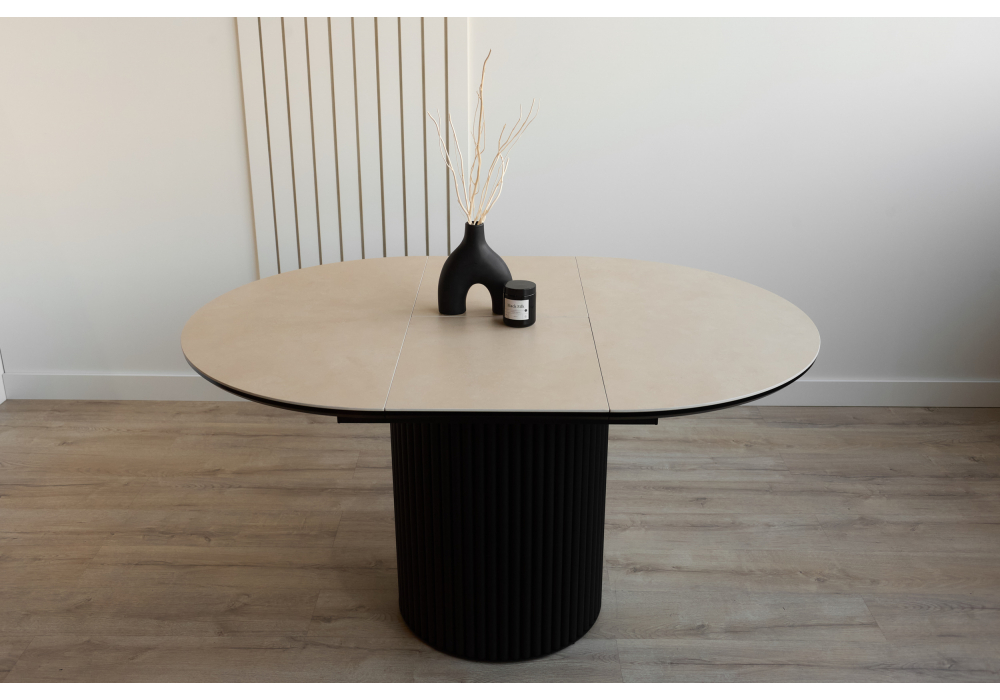 Керамический стол Стивен 100(140) okara light yellow / черный