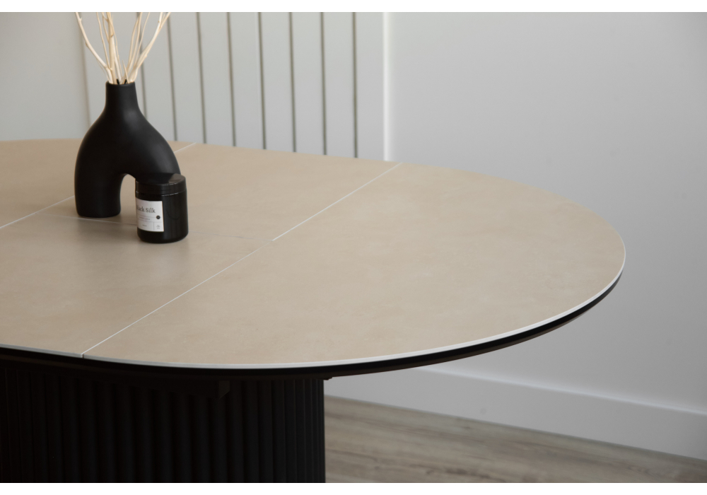 Керамический стол Стивен 100(140) okara light yellow / черный