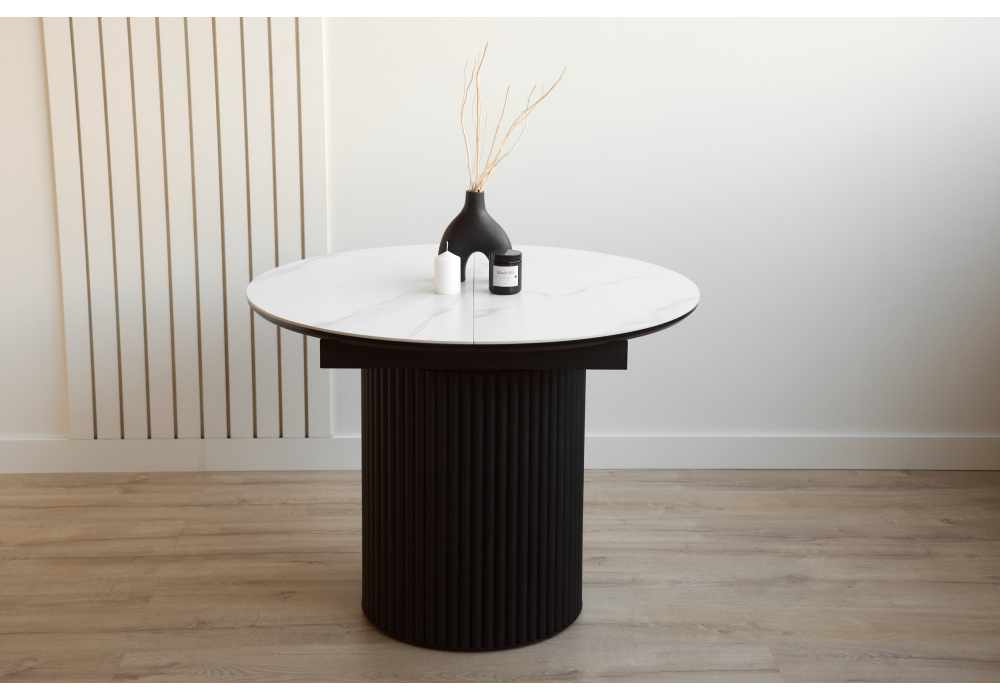 Керамический стол Стивен 100(140) snow white / черный