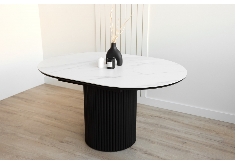 Керамический стол Стивен 100(140) snow white / черный