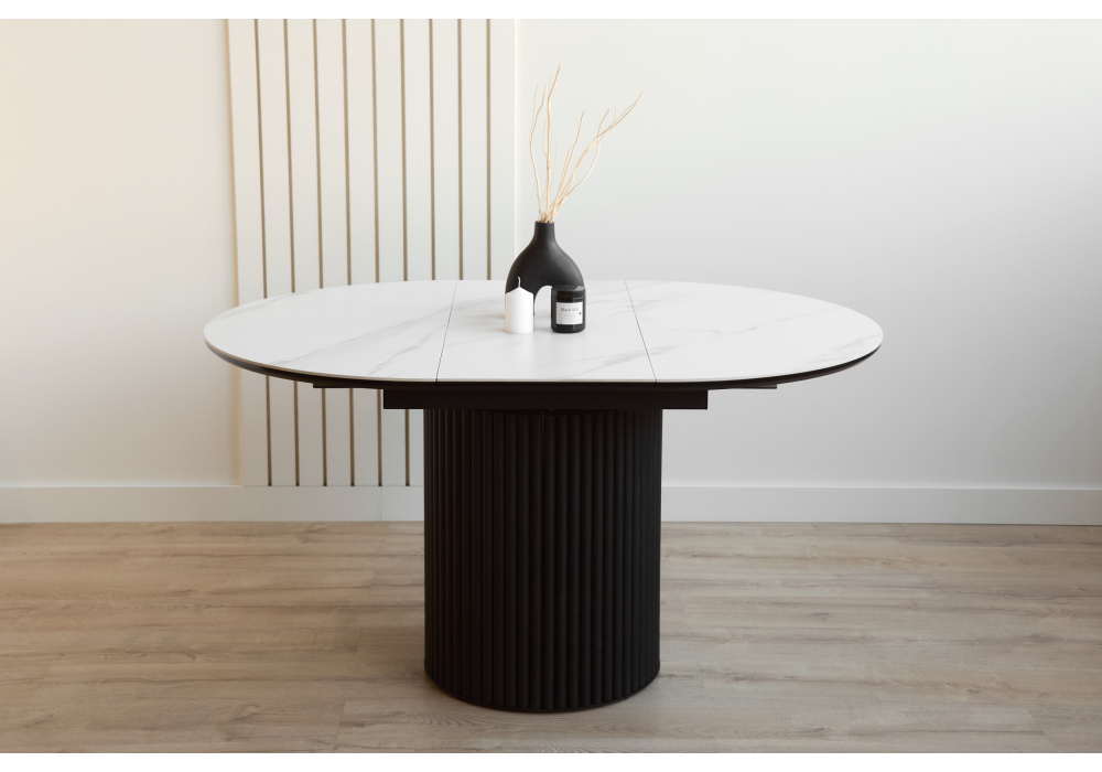 Керамический стол Стивен 100(140) snow white / черный