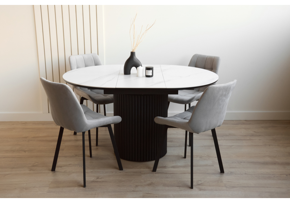 Керамический стол Стивен 100(140) snow white / черный