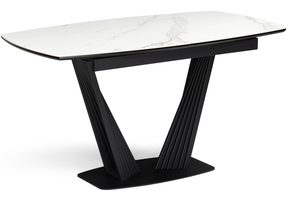 Керамический стол Вейл 140(180)х80 белый мрамор snow white / черный