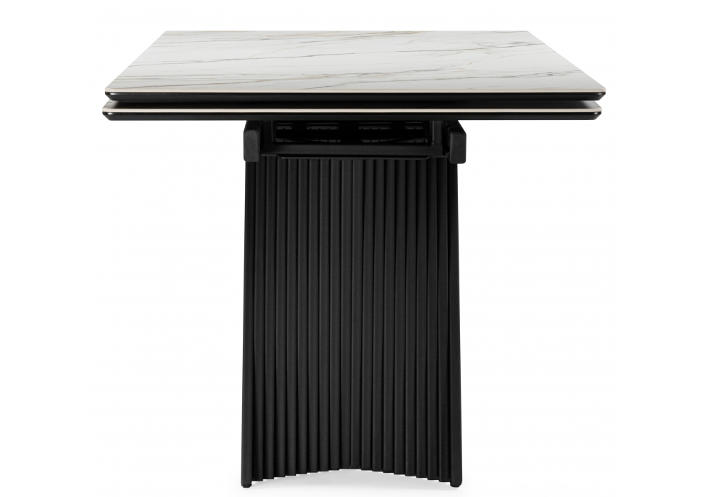Керамический стол Вейв 160(220)х89 белый с прожилками gilt white / черный