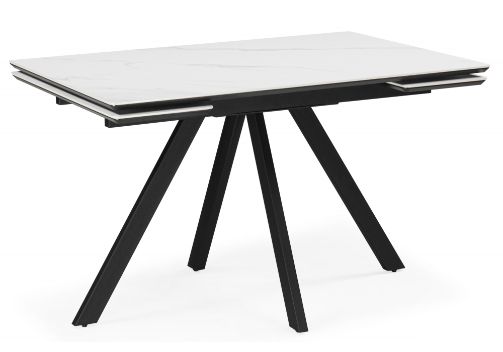 Керамический стол Вилли 120(180)х80 snow alpin white / черный