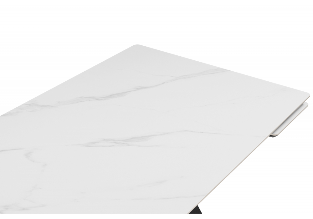 Керамический стол Вилли 120(180)х80 snow alpin white / черный