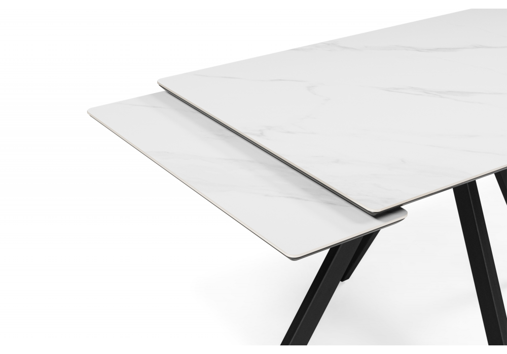 Керамический стол Вилли 120(180)х80 snow alpin white / черный