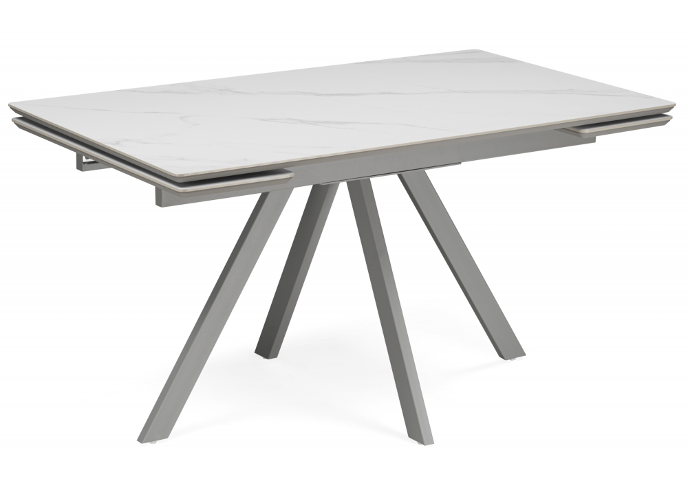 Керамический стол Вилли 140(200)х80 белый мрамор snow white / серый