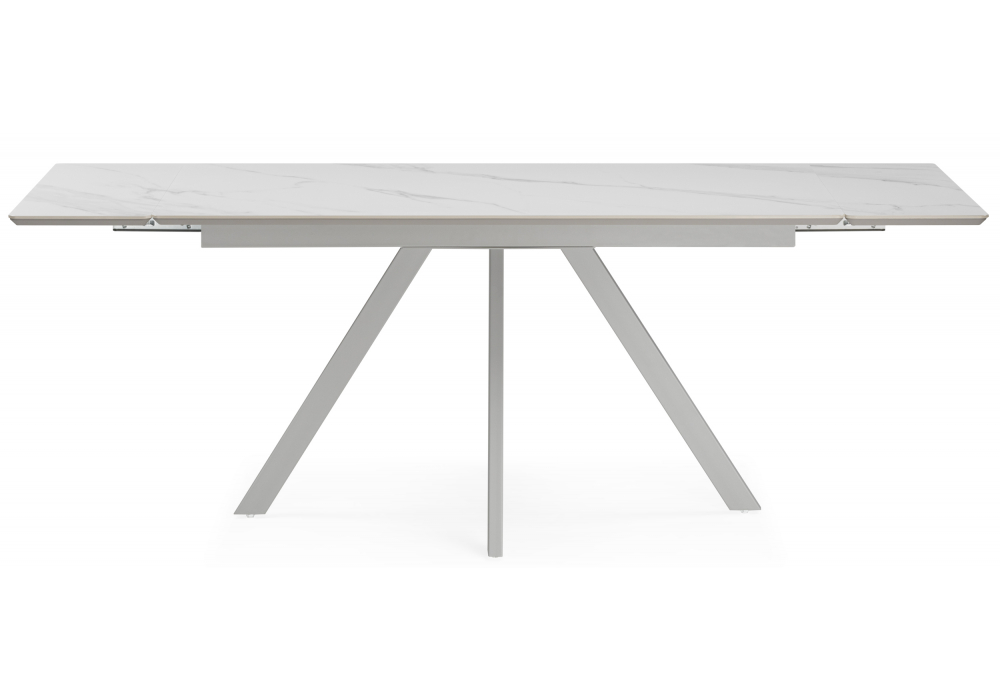 Керамический стол Вилли 140(200)х80 белый мрамор snow white / серый