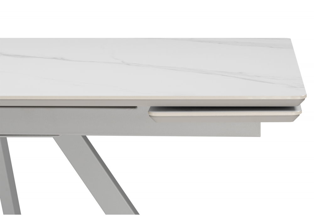 Керамический стол Вилли 140(200)х80 белый мрамор snow white / серый