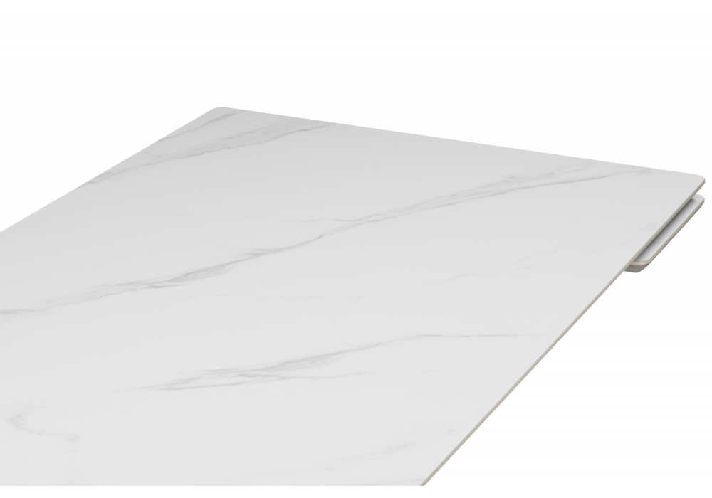 Керамический стол Вилли 140(200)х80 белый мрамор snow white / серый