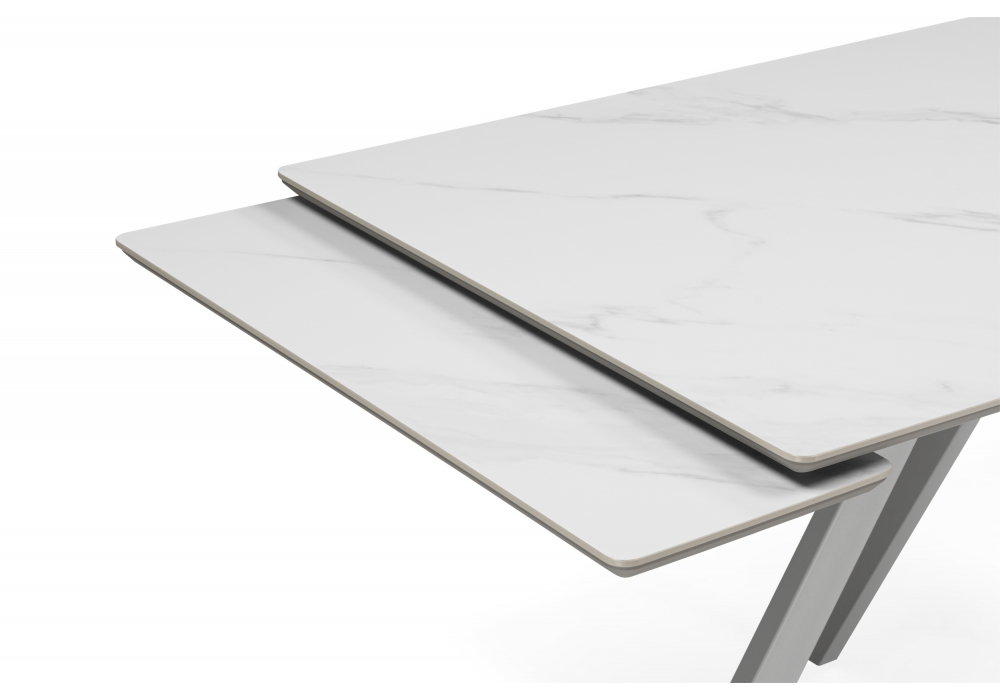 Керамический стол Вилли 140(200)х80 белый мрамор snow white / серый