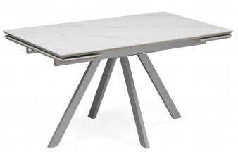 Керамический стол Вилли 140(200)х80 белый мрамор snow white / серый