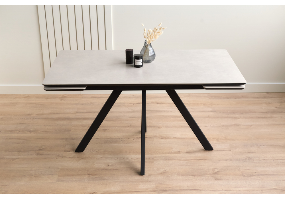 Керамический стол Вилли 140(200)х80 carmen light grey / черный