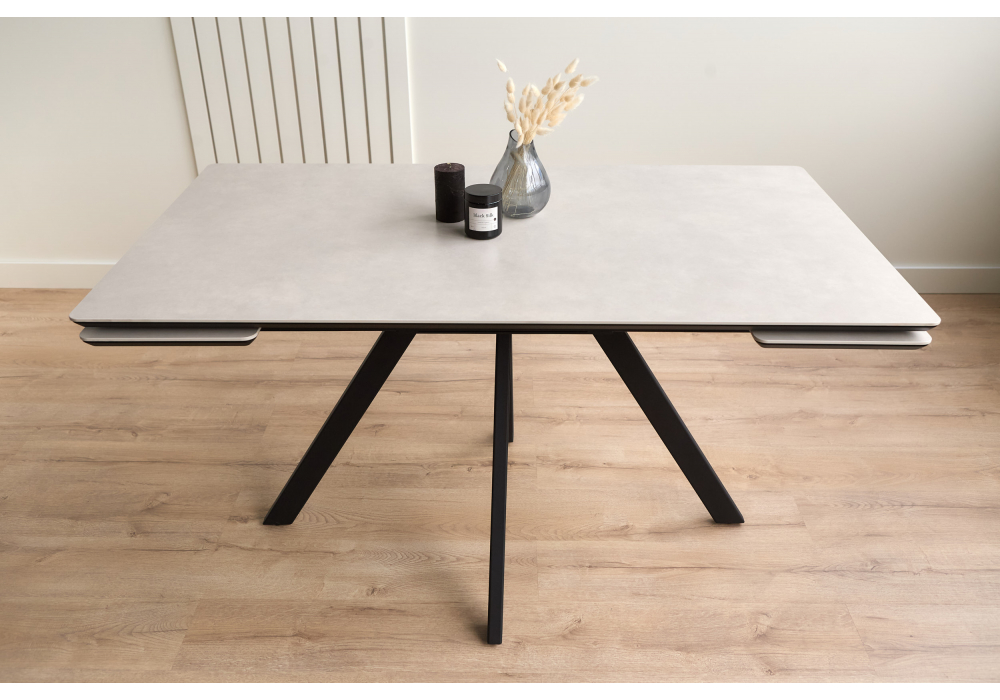 Керамический стол Вилли 140(200)х80 carmen light grey / черный